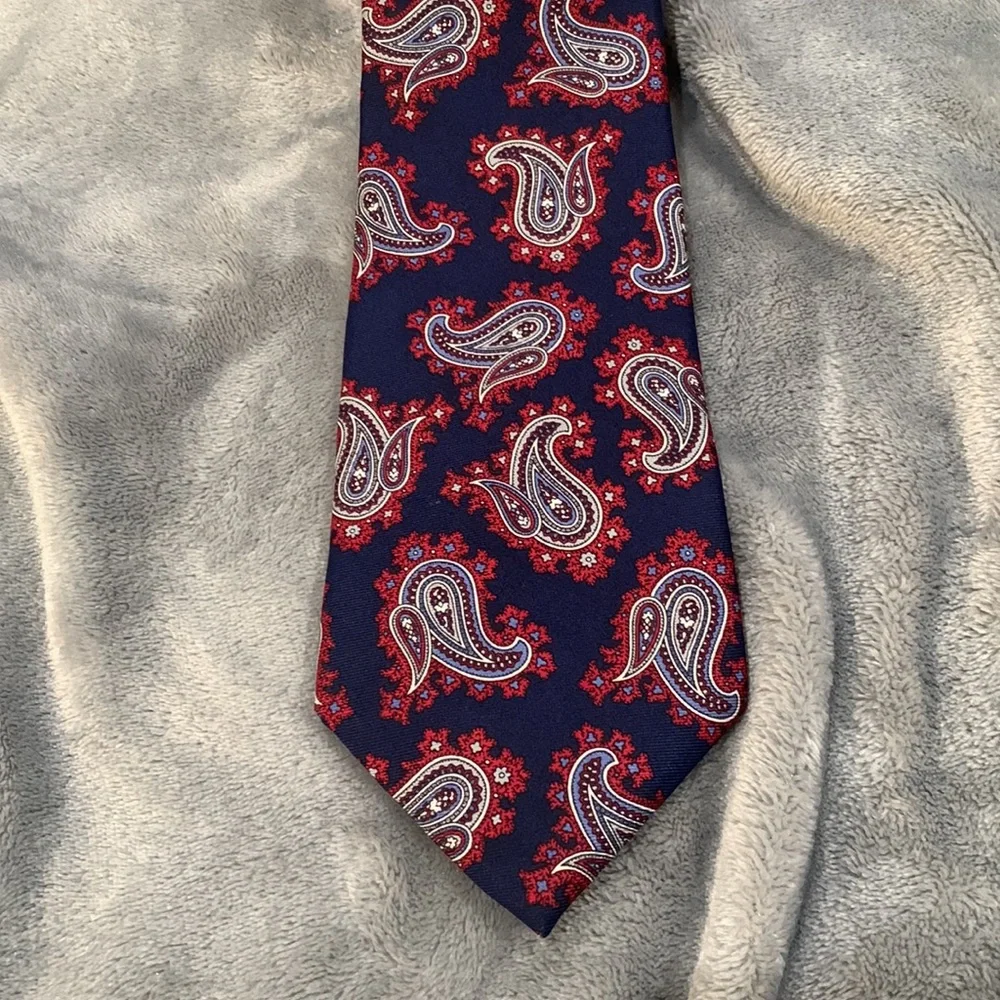 Christian Dior Navy Paisley‎ Silk Neckwear Tie